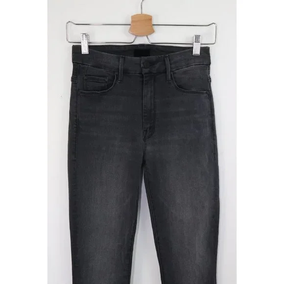 Mother High Waisted Looker Ankle Fray Skinny Jeans Lighting Up Lanterns Grey 24 - Picture 7 of 11